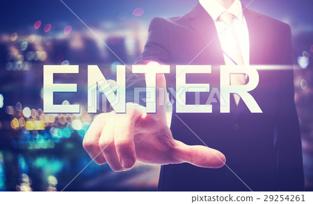 Businessman pointing at ENTER 29254261