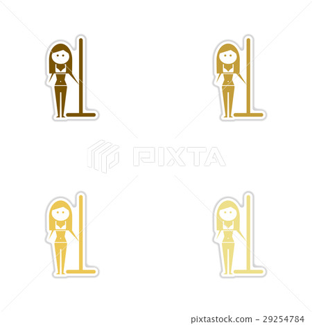 Concept paper stickers on white background girl 29254784