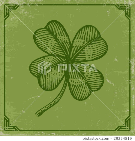 Green clover on old paper 29254819