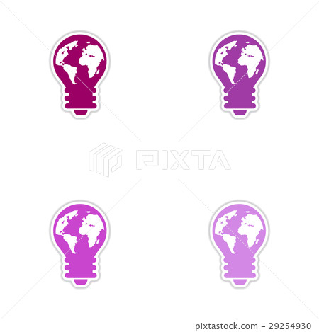 Set of paper stickers on white background bulb 29254930