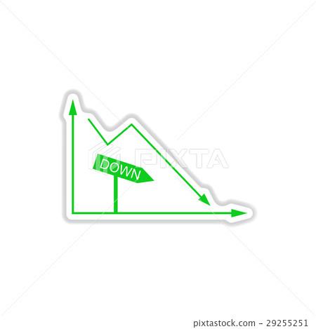 Negative Graph Sticker paper sticker on white background financial graph - Stock Illustration ...