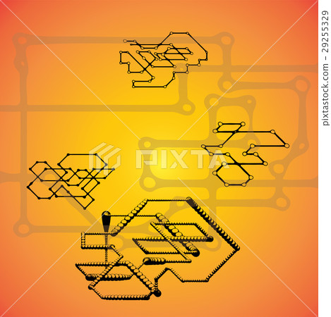 Set of 4 Mechanical schemes, engineering drawing Set of 4 Mechanical schemes, engineering drawing 29255329