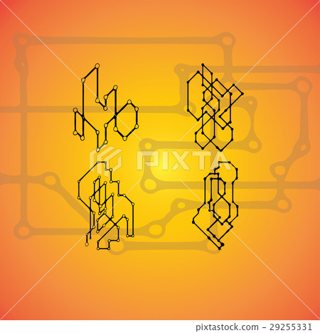 Set of 4 Mechanical schemes, vector engineering 29255331