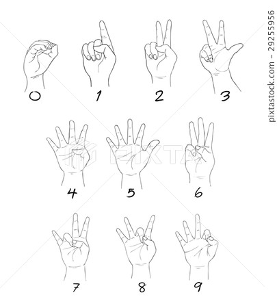 Set of Sketch Human Hand Sign 0 to 9 29255956