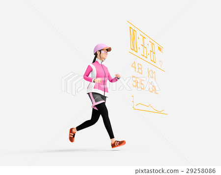 A woman running with a smart watch A woman running with a smart watch 29258086