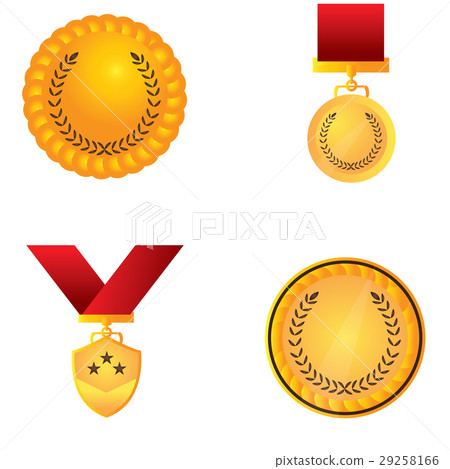 Set Of Golden Medals - Stock Illustration [29258166] - PIXTA