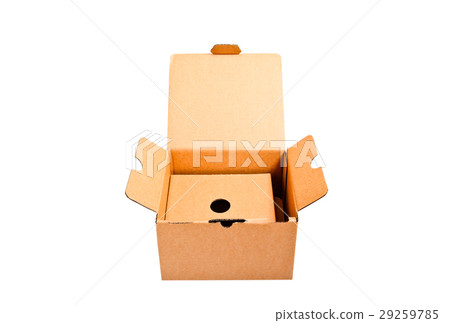 Empty open paper box on white with clipping path Empty open paper box on white with clipping path 29259785