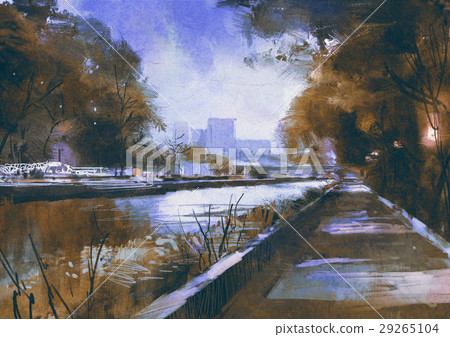 riverside walkway in a tranquil city riverside walkway in a tranquil city 29265104