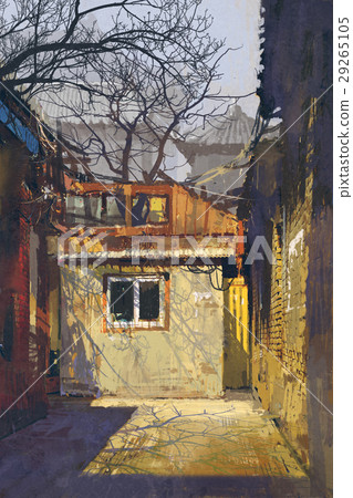 dirty corner of old alley with abandoned buildings dirty corner of old alley with abandoned buildings 29265105