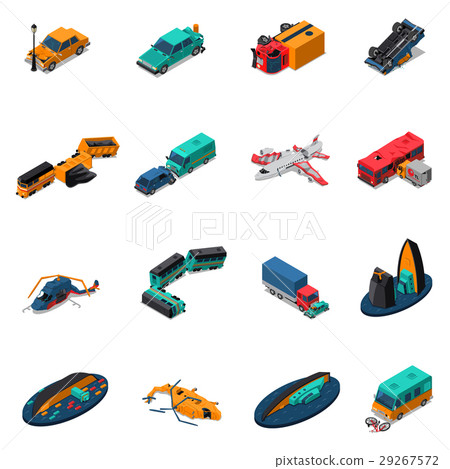 Transport Accidents Isometric Set Transport Accidents Isometric Set 29267572