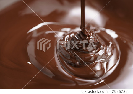 macro photo of premium dark chocolate pour in bowl 29267863
