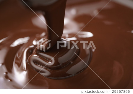 macro photo of premium dark chocolate pour in bowl 29267866