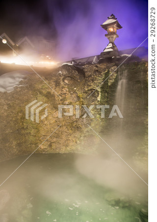 [Gunma Prefecture] Kusatsu Onsen Yubatake illuminated during winter nights 29268729