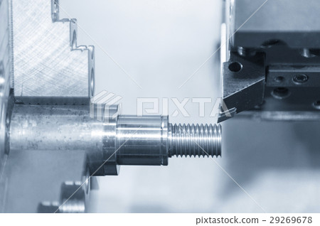 Closeup of the CNC lath machine  29269678