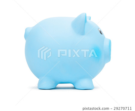 Blue ceramic piggy bank, isolated on white Blue ceramic piggy bank, isolated on white 29270711