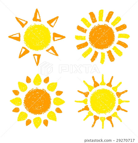 Hand drawn Sun set painted with pastel crayons 29270717