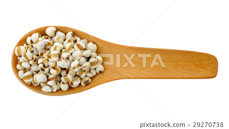 Millet in wood spoon isolated on white background Millet in wood spoon isolated on white background 29270738