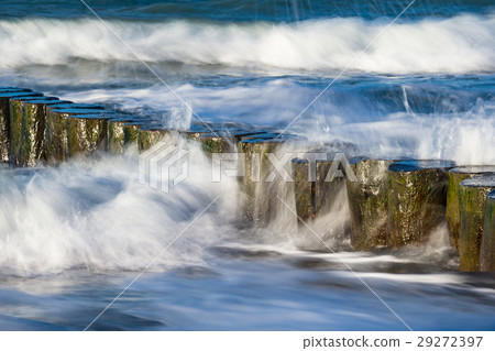 Groynes on shore of the Baltic Sea 29272397