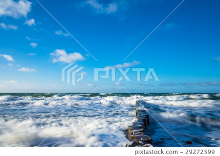 Groynes on shore of the Baltic Sea 29272399