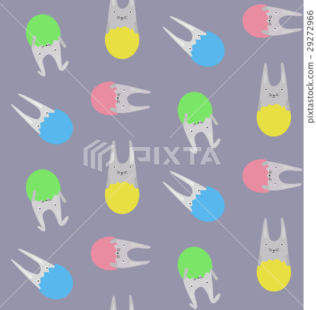 Pattern with Little Rabbits in Colorful Eggs 29272966