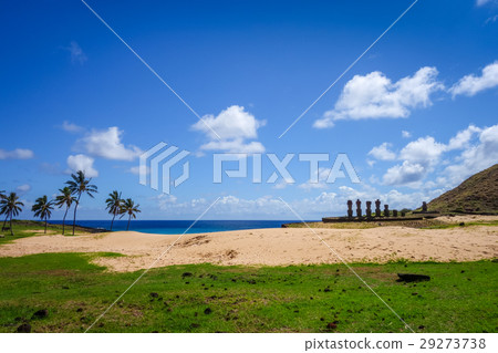 Anakena palm beach and Moais statues easter island 29273738