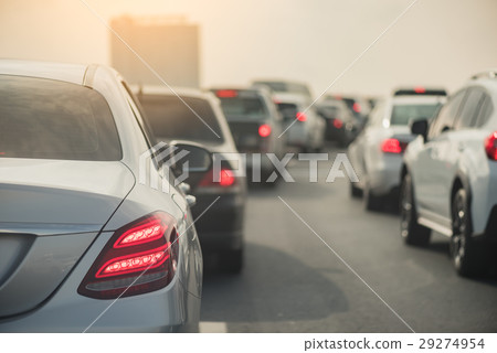 traffic jam with row of cars 29274954