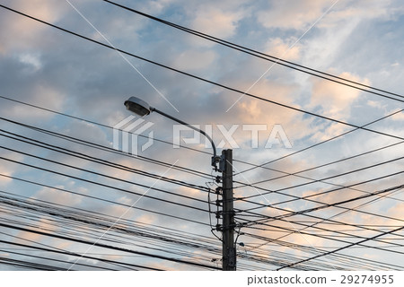 Electricity Post and Street Light with Blue Sky Electricity Post and Street Light with Blue Sky 29274955