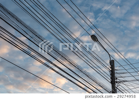 Electricity Post and Street Light with Blue Sky Electricity Post and Street Light with Blue Sky 29274958