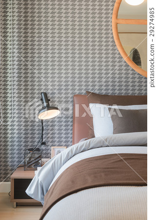luxury bedroom with brown bed and set of pillows luxury bedroom with brown bed and set of pillows 29274985