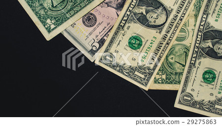 Dollars on a black background. Finance. Vintage 29275863