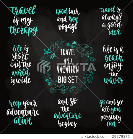 Travel and vacation phrase big set 29279575