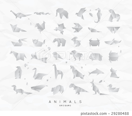 Animals origami set crumpled 29280488