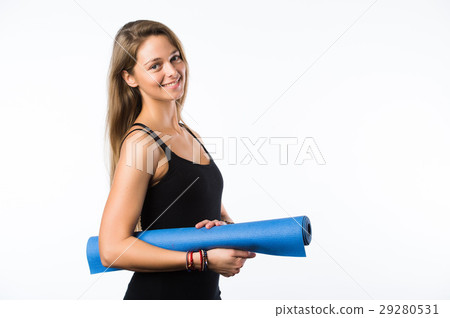 Back view portrait of a young fitness woman with 29280531