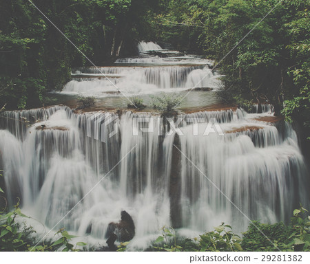 Waterfall Cascade Freshness Jungle Nature Concept 29281382