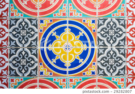 Colorful Vintage style floor tile pattern texture  29282807