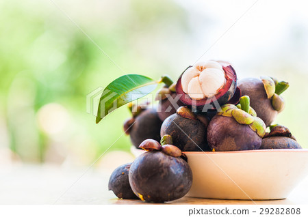 Delicious mangosteen fruit arranged on a bowl Delicious mangosteen fruit arranged on a bowl 29282808