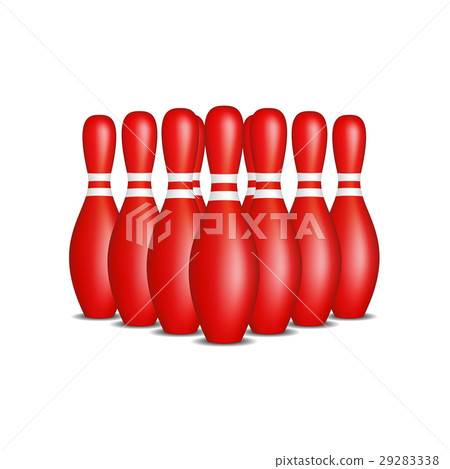 Bowling pins in red design with white stripes 29283338