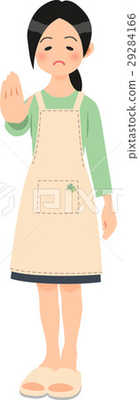 A woman refusing politely with an apron A woman refusing politely with an apron 29284166