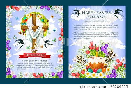 Easter vector crucifix cross, paschal cake poster 29284905