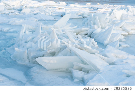 winter landscape in the frozen river Dniester 29285886