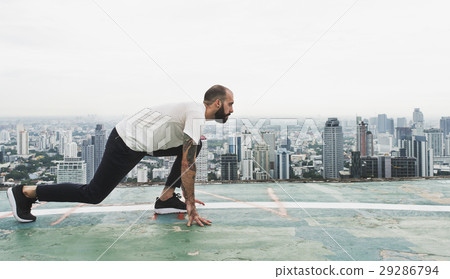 Man Exercise Workout Rooftop Concept Man Exercise Workout Rooftop Concept 29286794