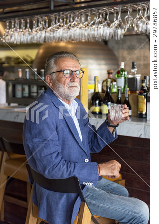 Senior Man Hangout Drinking Alcohol Night Club Concept Senior Man Hangout Drinking Alcohol Night Club Concept 29286852