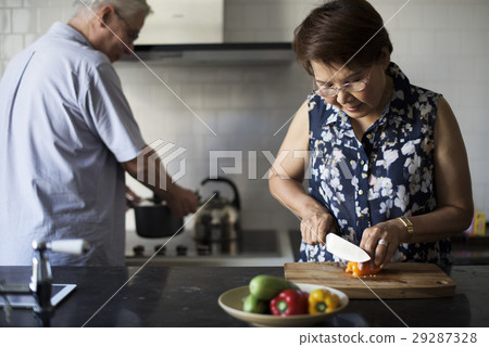 Senior Couple Cooking Food Kitchen 29287328