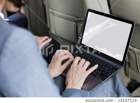 Buusiness People Working Usong Laptop Car Inside Buusiness People Working Usong Laptop Car Inside 29287529