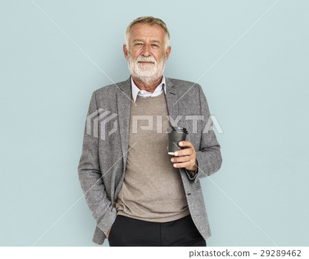 Mature Old Man Coffee Concept Mature Old Man Coffee Concept 29289462