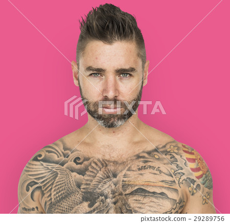 Caucasian Man Tattooed Chest Caucasian Man Tattooed Chest 29289756