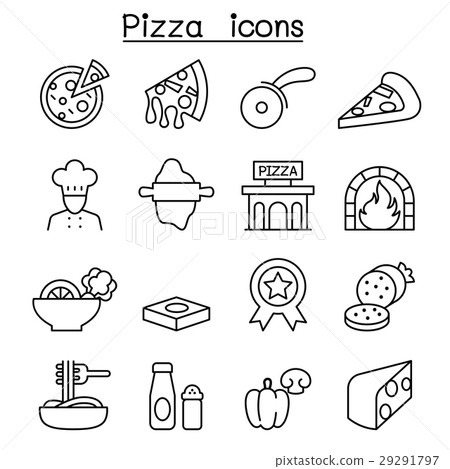 Pizza & Italian foods icon set in thin line style 29291797