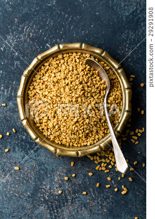 Fenugreek seeds on metal plate, spice Fenugreek seeds on metal plate, spice 29291908