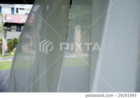 Background with transparent tulle curtain Background with transparent tulle curtain 29291995