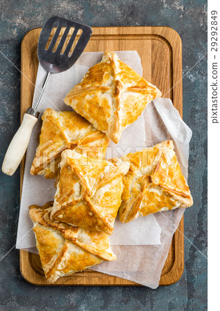 Crunchy puff pastry pies, homemade baking Crunchy puff pastry pies, homemade baking 29292849